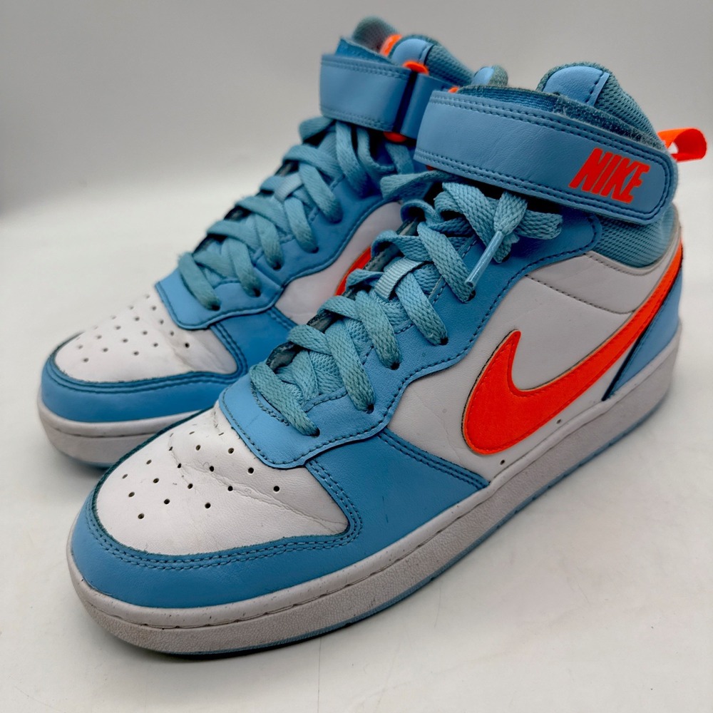 Nike Court‎ Borough Mid 2 BG Kids Sneakers Aquarius Blue Orange SZ 7Y HF4791-407